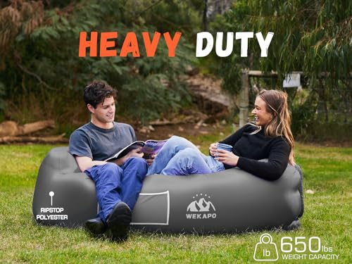 Image of WEKAPO Inflatable Couch Air Lounger Chair - Camping & Beach Accessories, Portable Blow up Sofa for Hiking, Lawn, Indoor /Outdoor Movies & Music Festivals. Lightweight and Easy to Set Up Air Hammock
