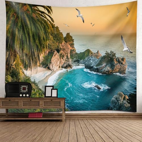 Tenture murale paysage plage 150x130 decoration murale salon et tapisserie chambre enfant