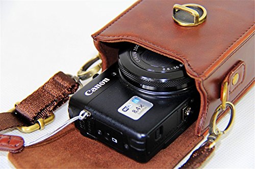 Bolinus Digital Camera Cover Case Bag With Shoulder Strap For Canon Powershot G7X Mark Ii G1X2 G15 G16 G1X Sx700 Sx520 Sx530 Sx170 G10 G11 G12 -Coffee #TOP6