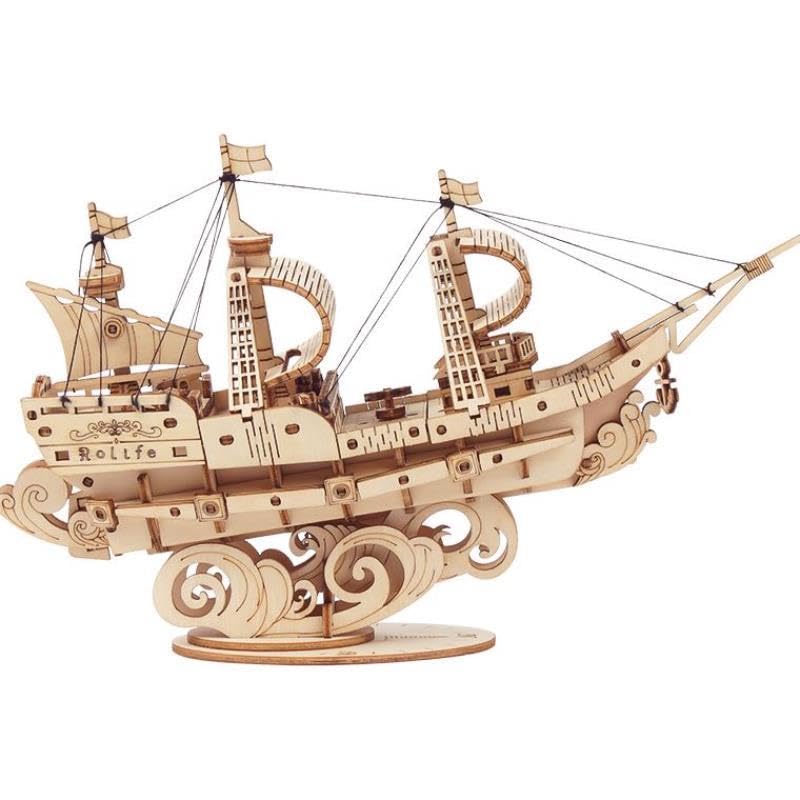 Vintage Design Build It Yourself Plywood Sailing Ship Wooden Model Building Kit