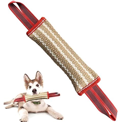Dog Tug Toy |Tug of War Dog Toy |Jute Bite Pillow with 2 Handles for Puppy Training Interactive Play, Fetch, K9 |Suitable for Small Medium Large Dogs (Style 2) Cover