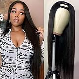 Nvnvdij U Part Wigs Straight Brazilian Virgin Human Hair 2''x 4'' U Shape Glueless Wigs 150% Density