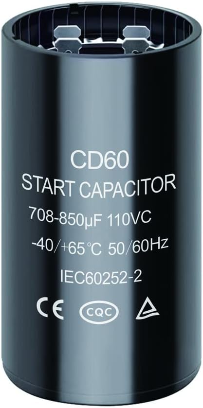 708-850 uf/MFD 110-125 VAC Round Start Capacitor ±20% 50/60 Hz CD60 Round Motor Well Pump Start Capacitor (708-850 uf/MFD)