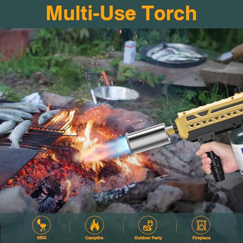 Image of Sondiko Powerful Propane Torch Gun, Big Flamethrower, Gold & Black