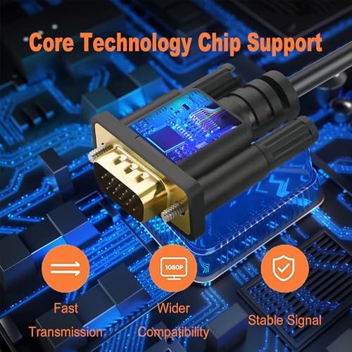 Image of Techie HDMI to VGA Cable 1.5m Full HD 1080p 60Hz Display Adapter Cable Plug-and-Play Digital to Analog Converter, Connect HDMI Laptop, PC, or TV Box to VGA Monitor or Projector (Black)
