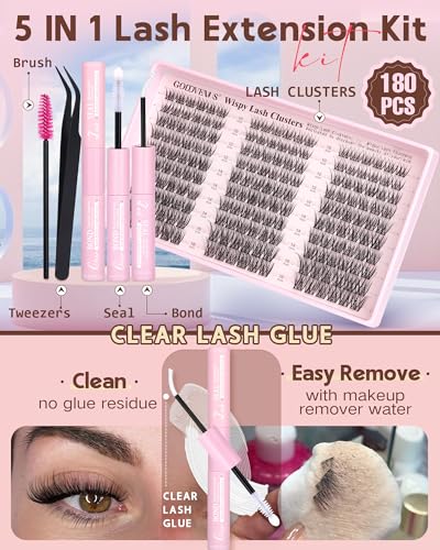 Image of Wispy Lash Clusters Kit Mascara-like Natural Eyelash Clusters Lashes Cluster Eyelash Extensions Kit 10-16mm False Eyelashes Individual Lashes C Curl Lash Extension Kit For DIY