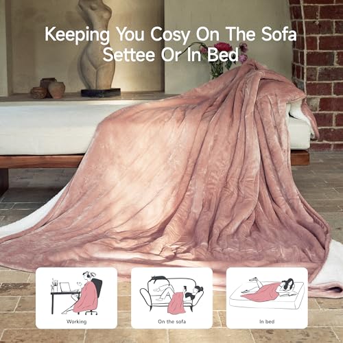 GOTCOZY Heated Blanket Twin Size - Electric Blanket with 6 Heating Level & 10 Hour Auto Off Heating Blanket, ETL Certified (62X84 Inch Rose Dust)