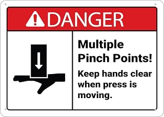 Danger Pinch Points Keep Hands Clear Press Moving Sign 12×8Inch Aluminum Ink Printed for Home & Business