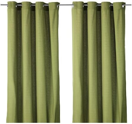 Ikea Mariam Cotton Curtains,2 Panels, Green