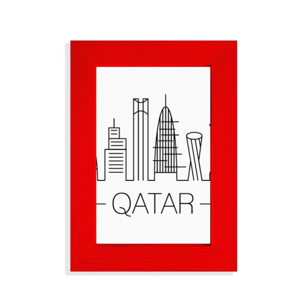 Cadre photo rouge Drawing City Qatar idée cadeau pour passionné de voyage