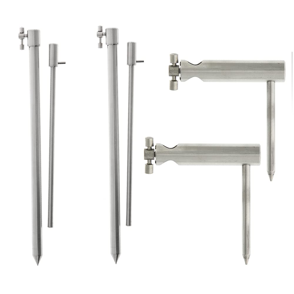 DNA Leisure 2X Bank Sticks 30-50cm Stainless Steel 2X Adaptable Stabiliser Carp Fishing