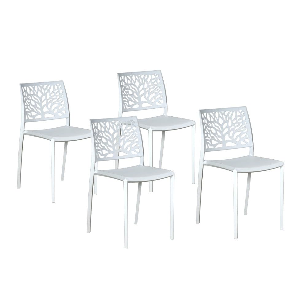 WEBER INDUSTRIES Lot de 4 chaises empilables Clara pour intérieur et extérieur/Blanc