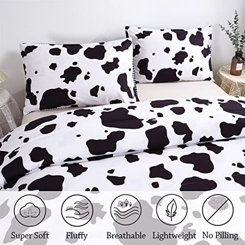 Winlife Cow Print Bedding Comforter Set Black White Twin Ultra Soft Microfiber Cowhide Bedding Set For Teens Boys Girls Cute Animal Print Down Alternative (2 Piece, Twin) #TOP1