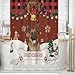 GABSHAIM Merry Christmas Shower Curtain Cute Bernese Mountain Dog with Bone Paws Decor Bath Curtains Red and Black Buffalo Plaid Curtain Home Holiday Bathroom Decor 72x80 Inch Style 2