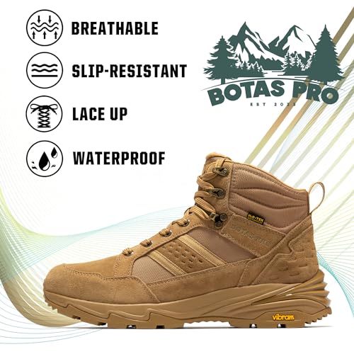 Image of Waterproof Tactical Boots Men, Breathable Outdoor Lightweight Military Hiking Work Boots for men
