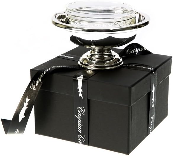 Silver-Plated Brass Caviar Bowl โ 16cm Serving Dish with Glass Insert | Holds 100โ250g Caviar | Elegant Presentation for 3โ6 People