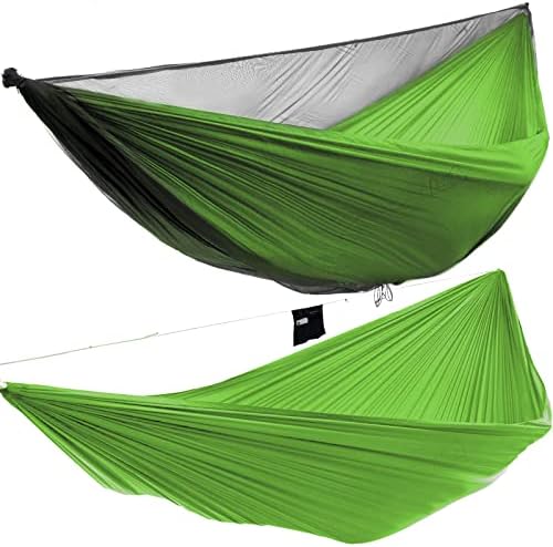 Onewind Camping Hammock, Portable Hammock with 1500lbs Ridgeline, 10.5'*5.6' Hammock with Mosquito Net, 2.1 oz Nylon Ripstop, with 2 10' Tree Straps and 2 Cinch Buckles