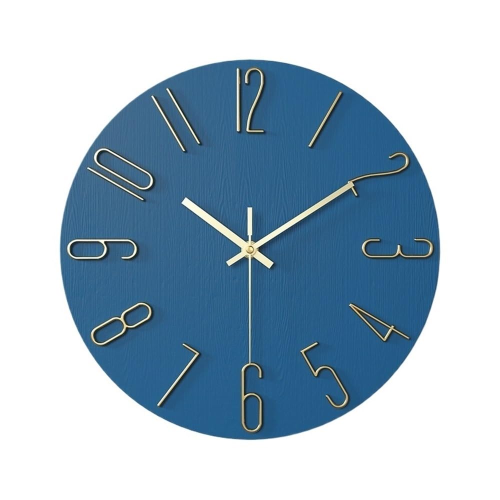 J9V4G6S3B5 Analogue Wall Clock Living Room Wall Clock Simple Creative Home Fashion Decorative 12 Inch 30CM for Room Decoration(Blue)