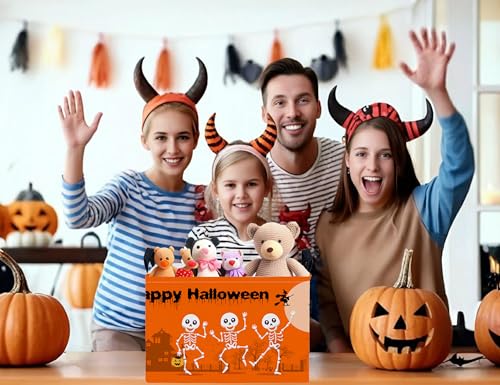 Image of Large Halloween Themed Candy Gift Boo Basket for Kids Baby Personalized Adults Storage Bin Fall Decor(Orange Dance Skeleton)