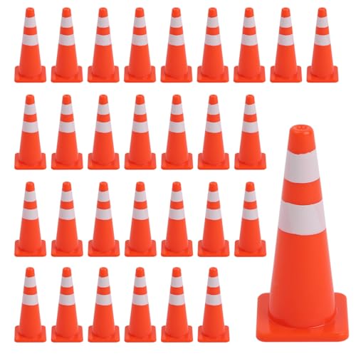 GUSDYIT 30 Pcs Mini Traffic Cones, 1.8 inch Plastic Small Cones for Micro Road Signs Training Party Sports Early Educational