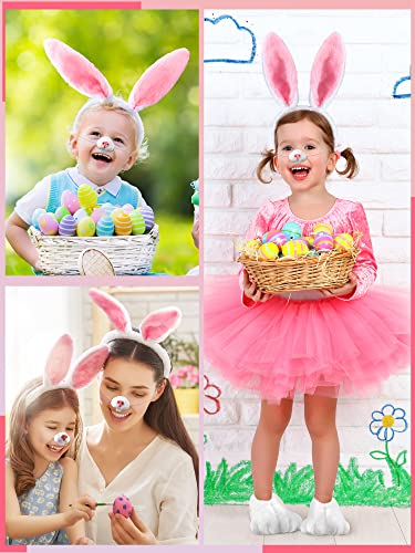 Giegxin 5 Pcs Adult Halloween Bunny Costume White Rabbit Costume Bunny Shoes Rabbit Feet Ear Headband Nose Tail 6