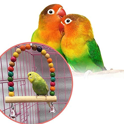 Sage Square Natural Wood Hanging Swing Toy for Small & Medium Birds Love Birds, Parrot, African Grey 3