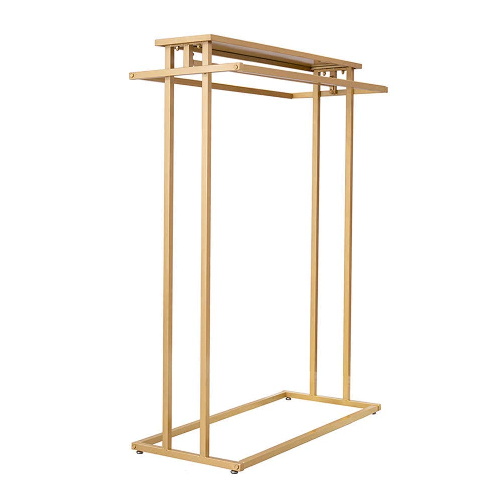 Heavy-Duty Clothes Rail Independent Double-Track Clothing Display Rack with top Storage Rack Modern Fashion Iron Anti-Skid Coat Rack