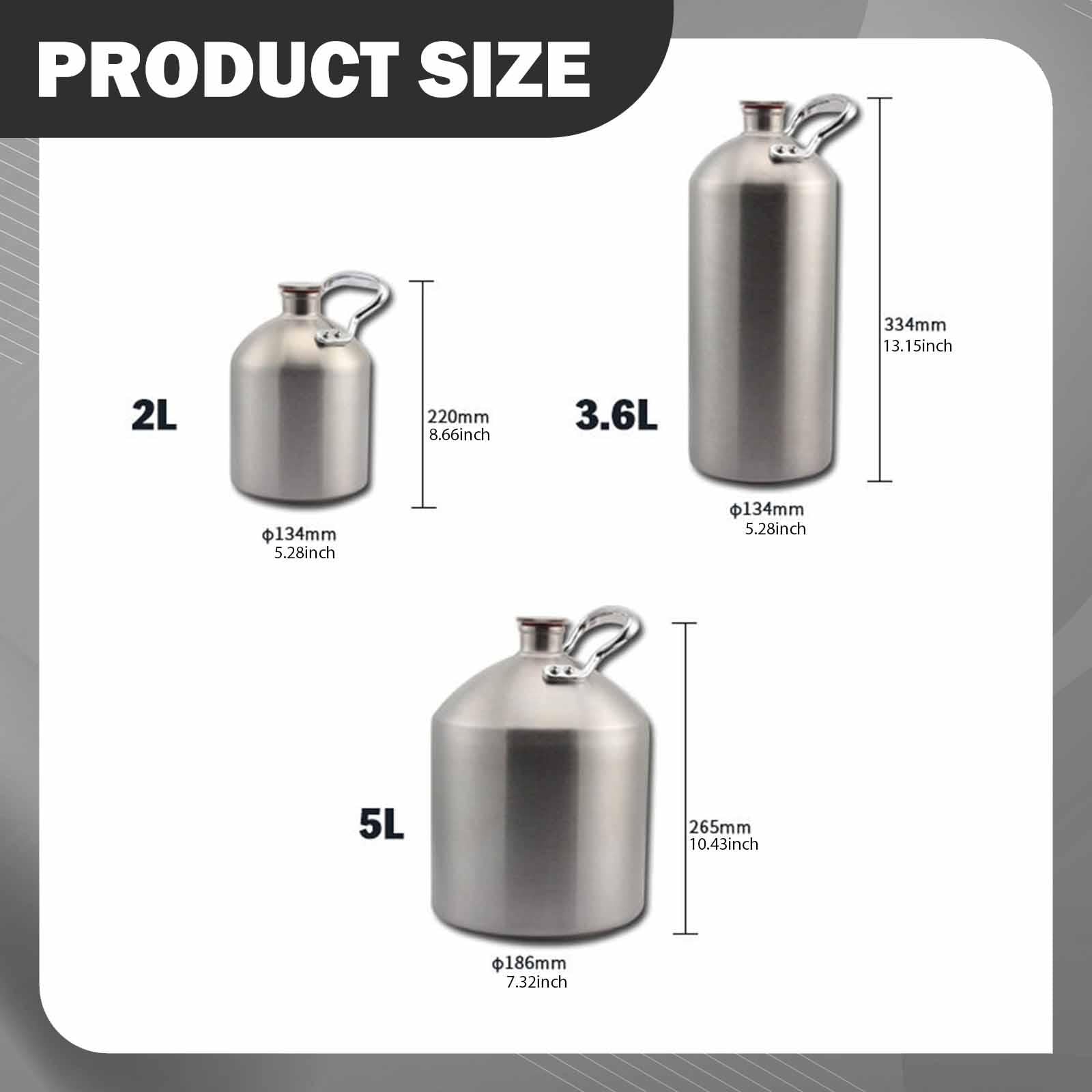 Barril de Cerveza de Acero Inoxidable 304, Kit de Accesorios para Elaboración Casera con Asa, Mantiene la Temperatura- 3.6l