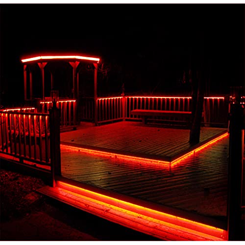 Windpnn Solar Waterproof Strip Lights Red, 8 Modes Self-Adhesive Cuttable Outdoor Led Strip Lights 19.8Ft 180Led Solar Powered String Ligts for Patio Garden Backyard Porch Christmas Decor