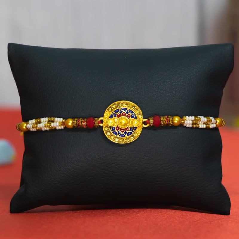 Image of Canton Rakhi Combo Gift Hamper Pack of 2 Rakhi For Brother With Chocolate, Rakhi With Cadbury, Greeting Card & Roli Tilak (Design-4, 2 Rakhi With Celebration)
