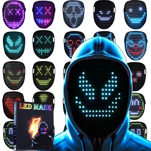 Deluxe Poodle Dog Mask JDBMAOYE Led Mask, Lighted Up Mask with Gesture Sensing,Led Mask Costume for Halloween...