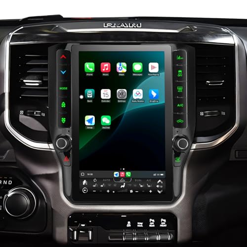 8 Core Car Radio for Dodge Ram 2019-2024 1500 2500 3500 New Body Style （Not Fit Classic Style） Truck Upgrade, 4+64G 12 inch Stereo Vertical Touchscreen with Wireless CarPlay Android Auto AM FM Radio