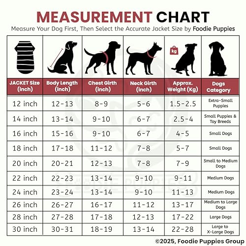 Image of Foodie Puppies Dog Puffer Hoodie Warm Winter Jacket - (Maroon Grey, 12 Inch) for Extra Small and Puppies | Ultra Warm Waterproof & Windproof Fur Coat | Washable Pet Vest Apparel for Cold Weather