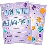Party Invitations for Boys, Girls, Kids | 25 Invite Cards with Envelopes | Birthday Party Supplies
