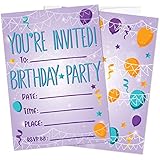 Party Invitations for Boys, Girls, Kids | 25 Invite Cards with Envelopes | Birthday Party Supplies