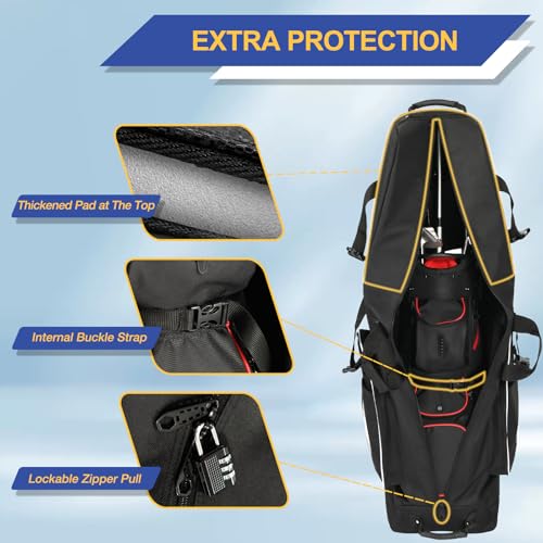 Golf Travel Bag for Airlines with Wheels, Lockable Zipper and Shoes Compartment, Soft-Sided Golf Club Travel Bag for Airline, Wear-Resistant Waterproof 900D Polyester Oxford - Image 5