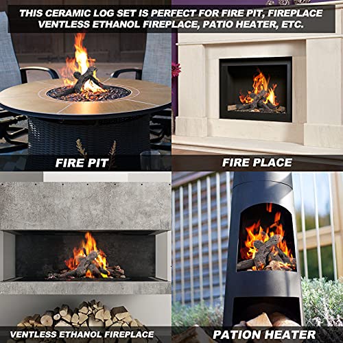 Stanbroil 4-Pc Fireplace Cement Gas Log Set For All Types Of Ventless, Gel, Ethanol, Electric, Propane, Indoor Or Outdoor Fireplaces And Fire Pits #TOP4