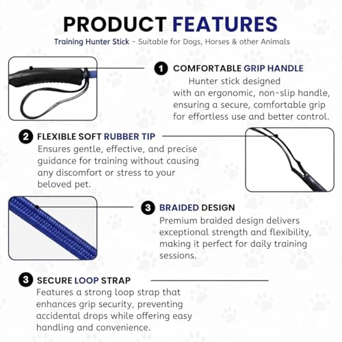 Image of Dog Training Stick for Walking & Behaviour Control | Strong & Lightweight Dog Walking Stick Pack of 2 | Pet Training Baton for All Breeds | Safe Obedience Training Tool