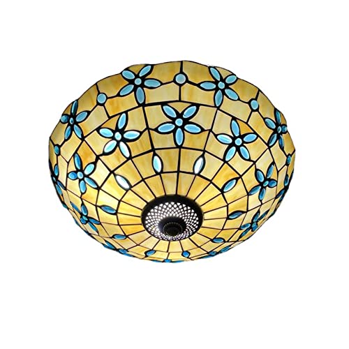 Plafonnier traditionnel 16 pouces bleu lilas aux finitions soignées de luxe