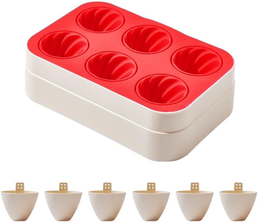 Popsicle Mold, 6 Pack Silicone Cone Shape Ice Cream Moulds for Summer Treat Supplies (Red)