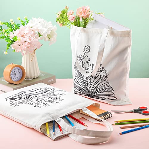 Sweetude-6-Pcs-Canvas-Book-Tote-Bag-for-Women-Thank-You-Gift-Wildflower-Tote-Bag-Librarian-Book-Club-Gift-Shopping-Bags-Bulk-Shoulder-Bag-Aesthetic-Reusable-Grocery-Bags-Womens-Tote-Handbags
