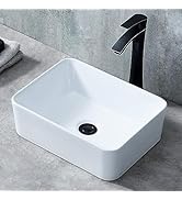 Ufaucet 16"X12" Bathroom Vessel Sink Rectangle, 16 Inch White Rectangular Ceramic Vessel Sink, Mo...