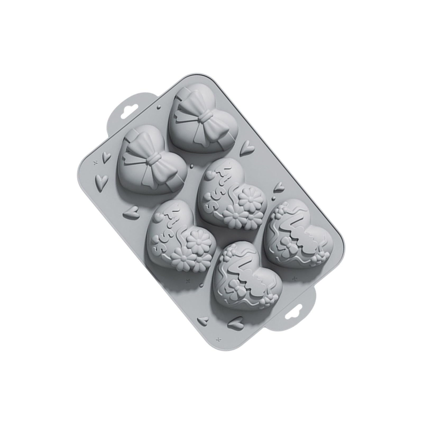 Tsophreniq 6 Compartment Heart Shape Silicone Mold Soap Making Molds Suitable for Dessert Flexible Bakeware Cake Pan