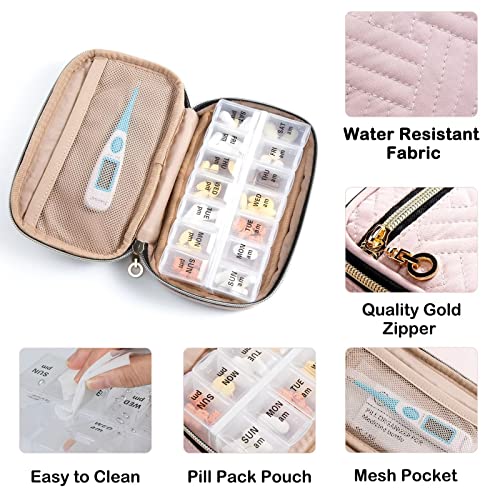 Image of BAGSFY Pill Organizer Case 2 Times a Day- Weekly Medicine Organizer Travel Pill Box with Removable 7 Day Medicine Case Container for Fish Oil, Vitamin, Supplement