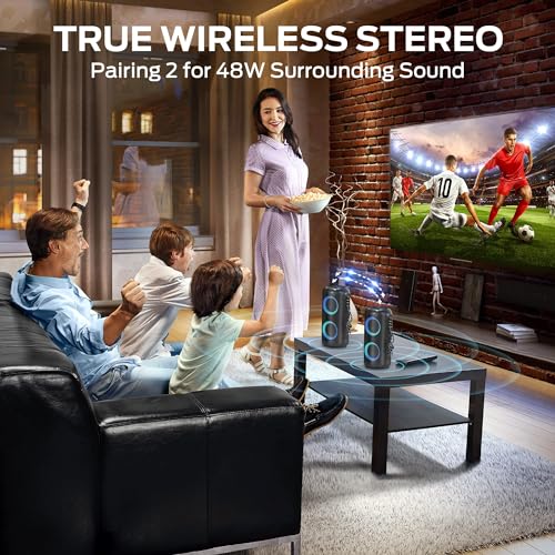 oraolo Altavoz Portátil Inalámbrico Bluetooth, Altavoces Potente Bluetooth 5.4, Altavoz USB Portátil, Estéreo Potente de 24 W, Soporte AUX/TF Card, Impermeable IPX5 para Exteriores, Fiestas (Azul) - imagen 4