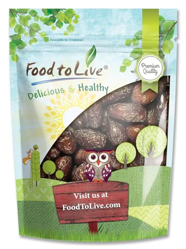 Food to Live Medjool Dates, 3 Pounds – Large Dried Meaty Dates with Pits, Unsweetened and Unsulphured, Sirtfood. Good Source of Potassium and Dietary Fiber. Great as Snack and for Making Baked Goods