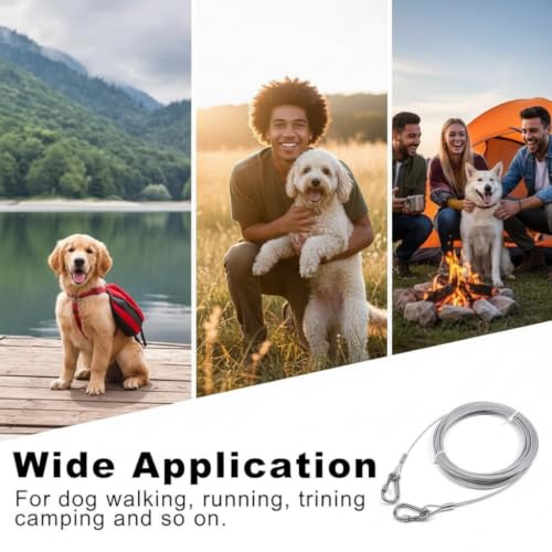 Image of KASHIVAL Heavy Duty Cloth Drying Rope Wire with Carabiner Hooks | PVC Coated Stainless Steel Cloth line for Laundry, Travel, Camping & Pet Utility Use | Rust Resistant Wire, Silver (5 Meter)