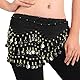 FLOFIA 1 Stück Damen Bauchtanz Gürtel Chiffon Hüfttuch Bauchtanz Münztuch Bauchtanz Münzgürtel Tanztuch Bauchtanz Kostüm mit 128 Münzen für Mädchen Frau Schwarz