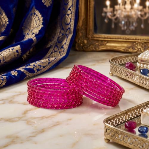 Image of Raindrop Crystal Glass Bangles, Pack of 12