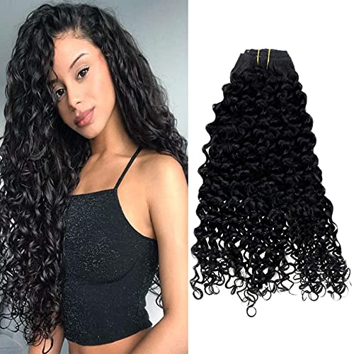 Human Hair Clip in Extensions Natural Wave 12 inch Brazilian Remy Human Hair Extensions 70G 7Pcs Natural Black Wavy Hair Extensions Clip in for Women